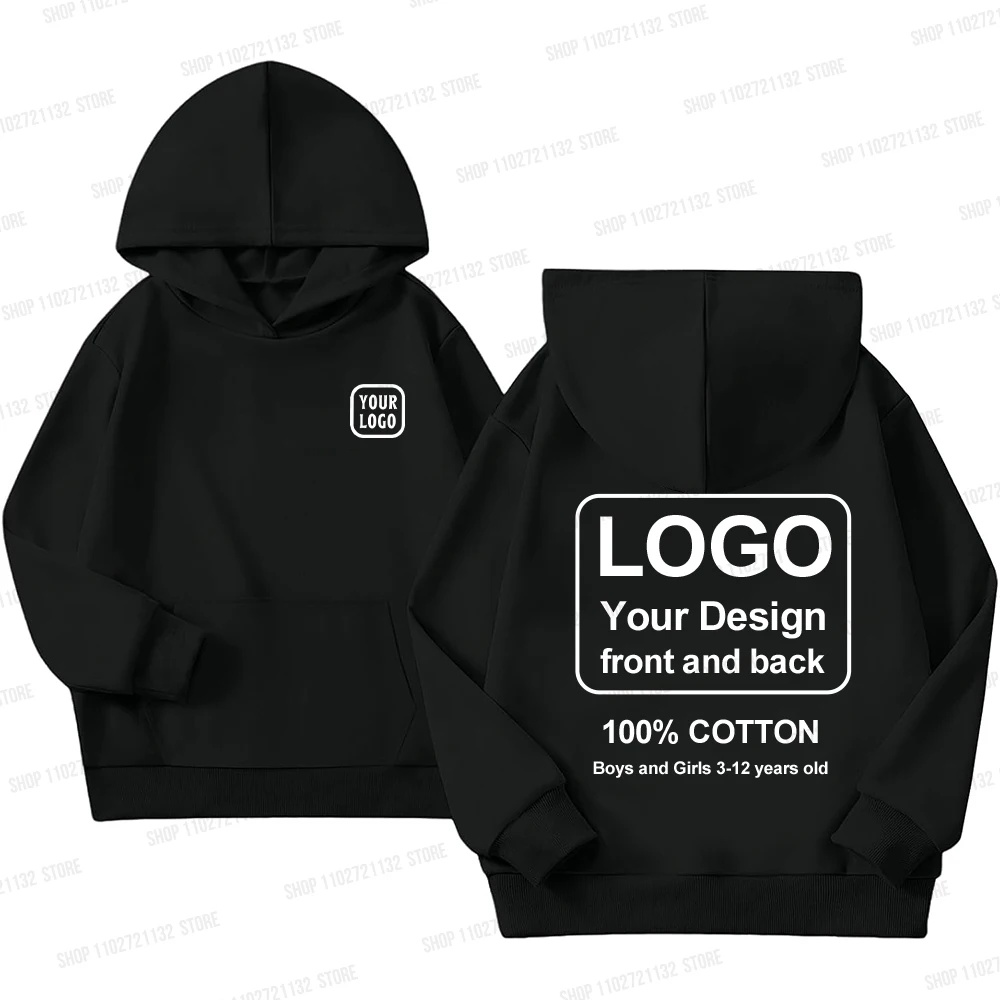 Kids Clothes Girls Boys Hoodies Sweatshirts Customized Front and Back Prints Your Design: Logo, Birthday Gift, Anime IP,Graphics