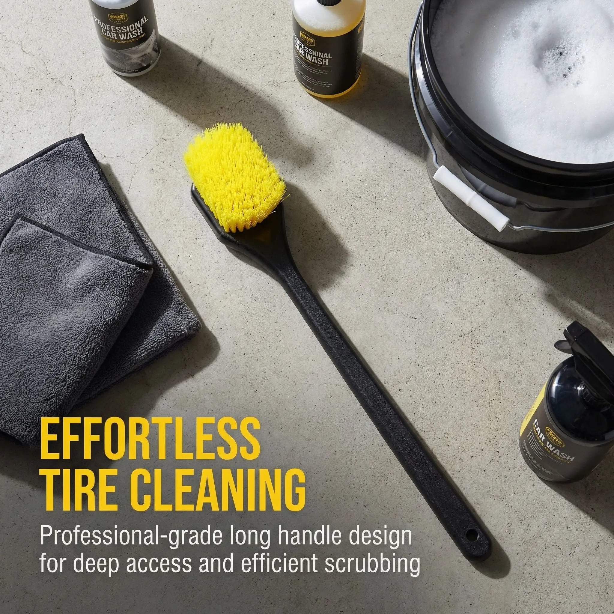 Long Handle Car Tires Brush Wheel Cleaning Brush Heavy Duty Scrub Car Detailing Kit Rims Cleaning Tool Rims Wash Kit
