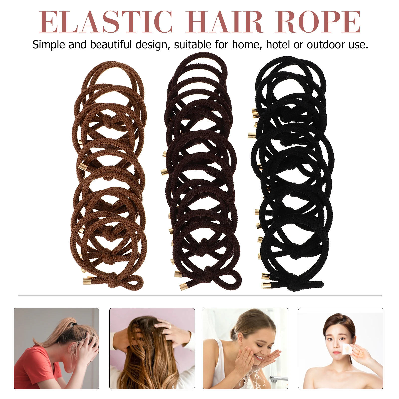 

21pcs Ropes Elastic Rubber Bands For Women Girls Holders Soft Non-Damaging Ties Decor Accessories Durable Ponytail Hair Rings