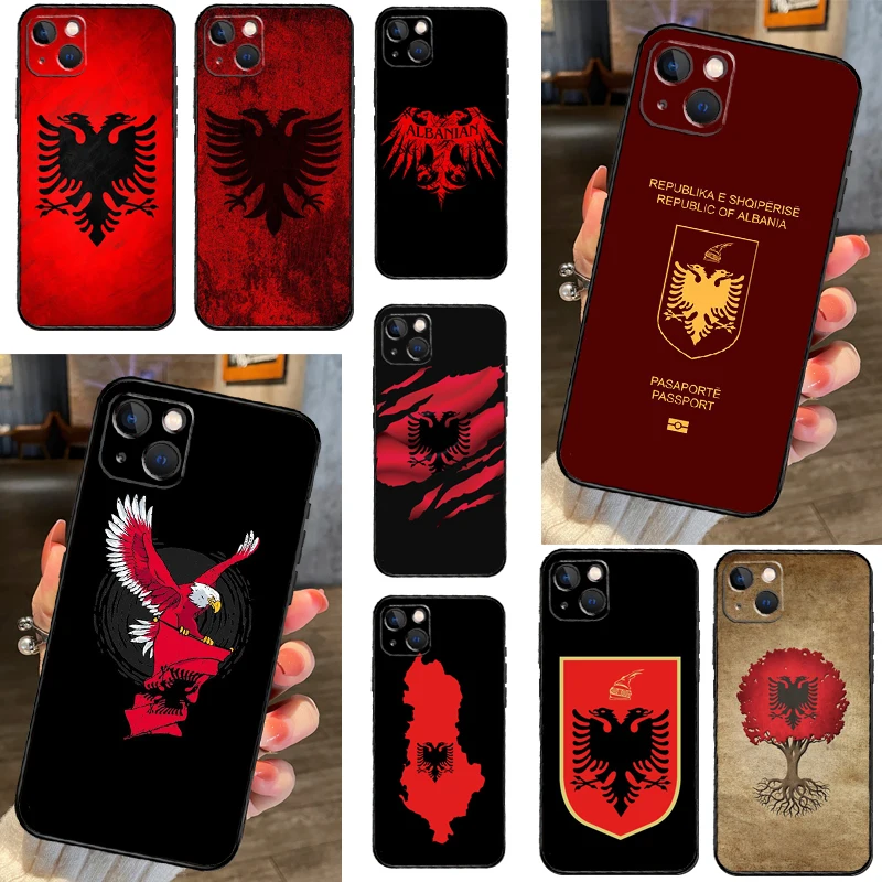 Albania Flag Eagle Case For iPhone 16 14 15 Pro Max 12 13 Mini 11 15 Pro Max Plus X XS Max XR Phone Cover