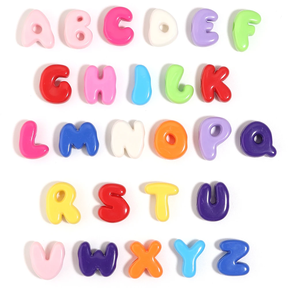 30Pcs Mixed Color Acrylic Large Hole Letter Beads for DIY