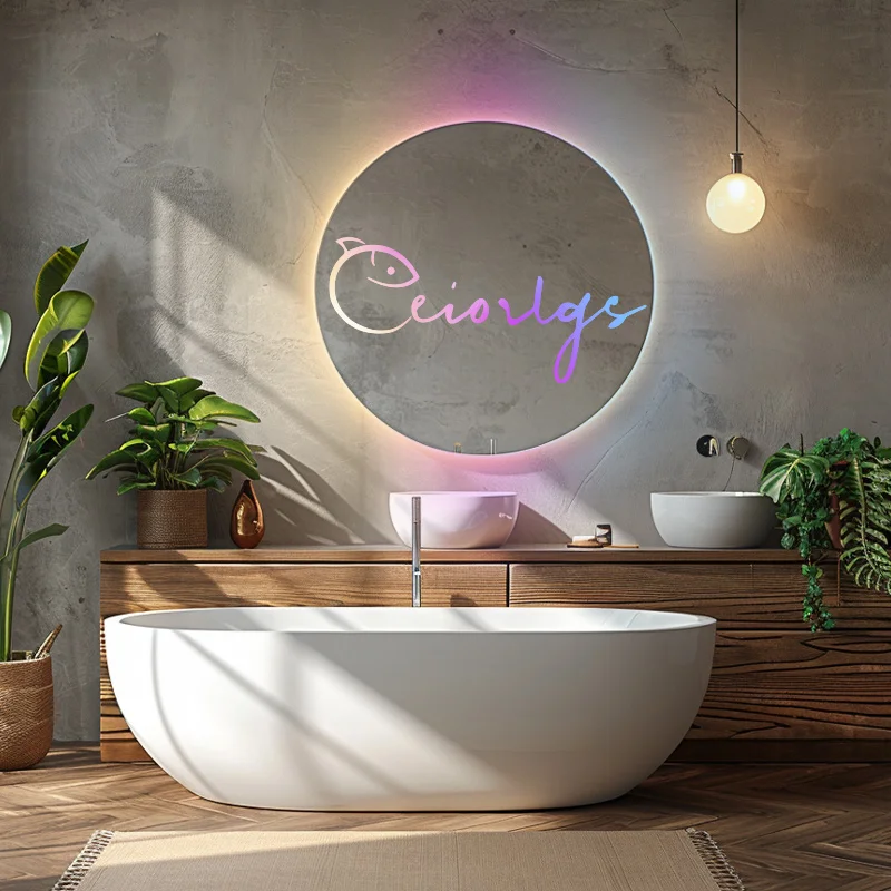 Neon Sign Light Mirror Bathroom Personalised Words Wall Lamp Acrylic Mirror LED Light Wall Custom Neon Sign Gift Decorations