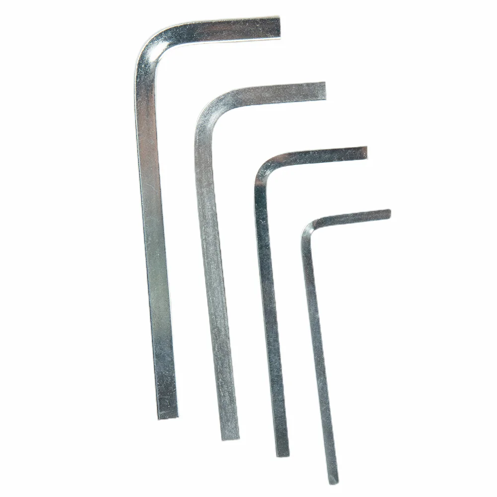 Hand Tools Wrench L Shape Silver Square Head 3-6mm 4 Point 4Pcs Chromium Vanadium Steel For Tightening Brand New