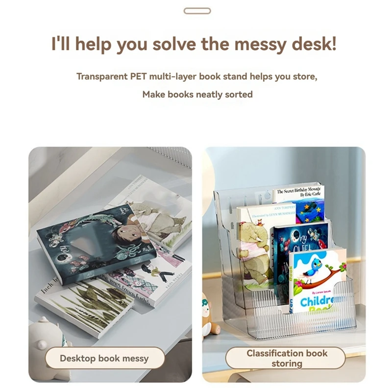 A4 File Display Clear Storage Box Office A4 Single Layer Desktop File Sorter Pocket Booklet And Brochure Holder