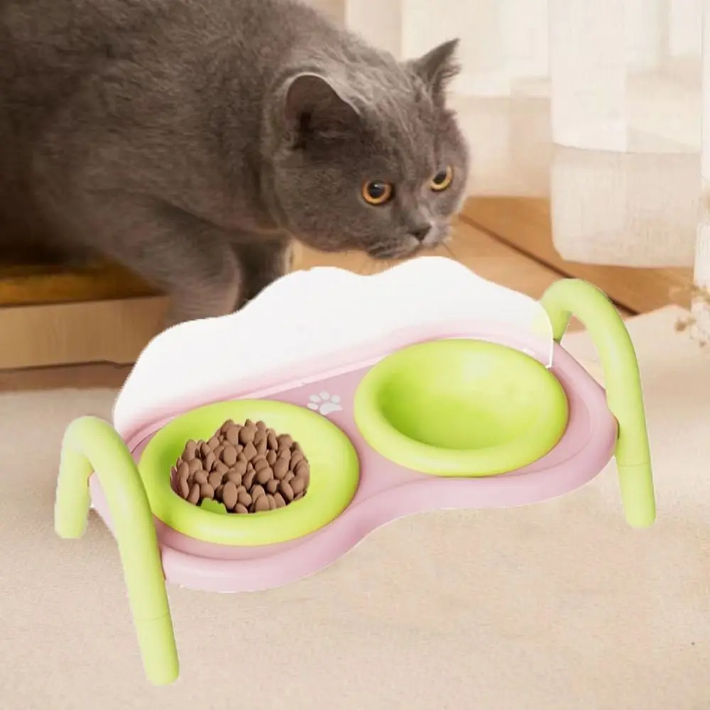 

Ceramic Cat Double Bowl High Foot Design Anti-Tip Pet Elevated Raised Bowls with Stand Neck Protection Pet Feeding Bowl Feeding
