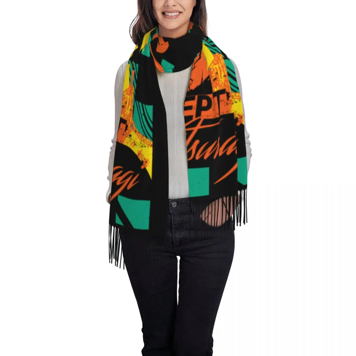 Custom Disco Elysium Revachol RPG Game Scarf Wrap Long Winter Fall Warm Tassel Shawl Unisex ACAB Except Kim Kitsuragi Scarves