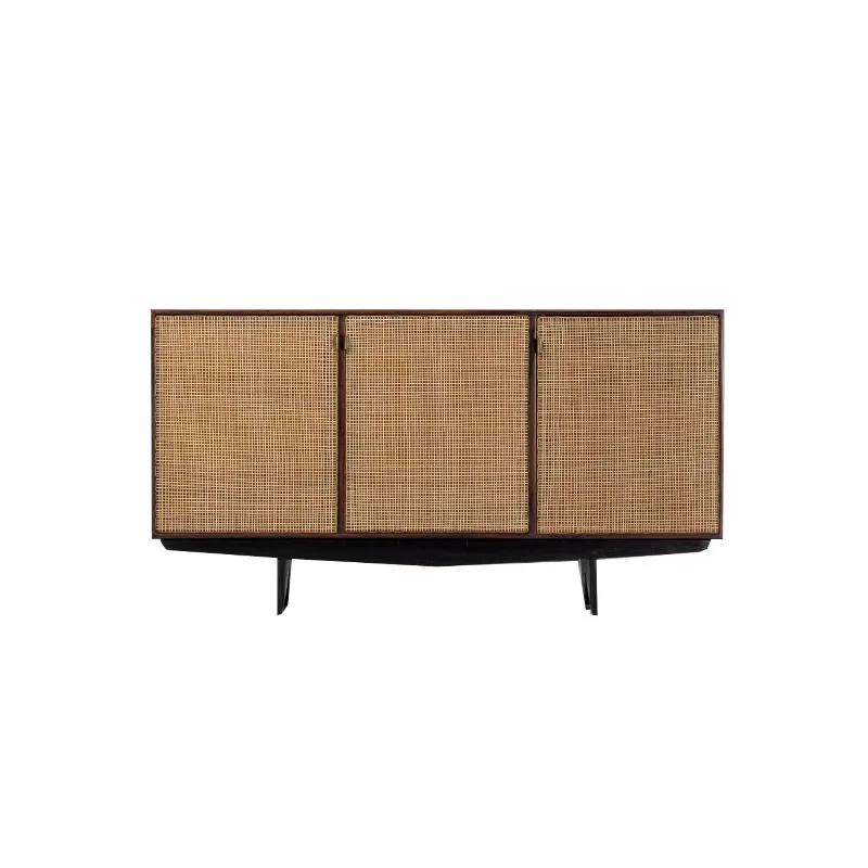 

Medieval solid wood dining side cabinet, ancient South American teak rattan storage cabinet, oak and wine cabinet