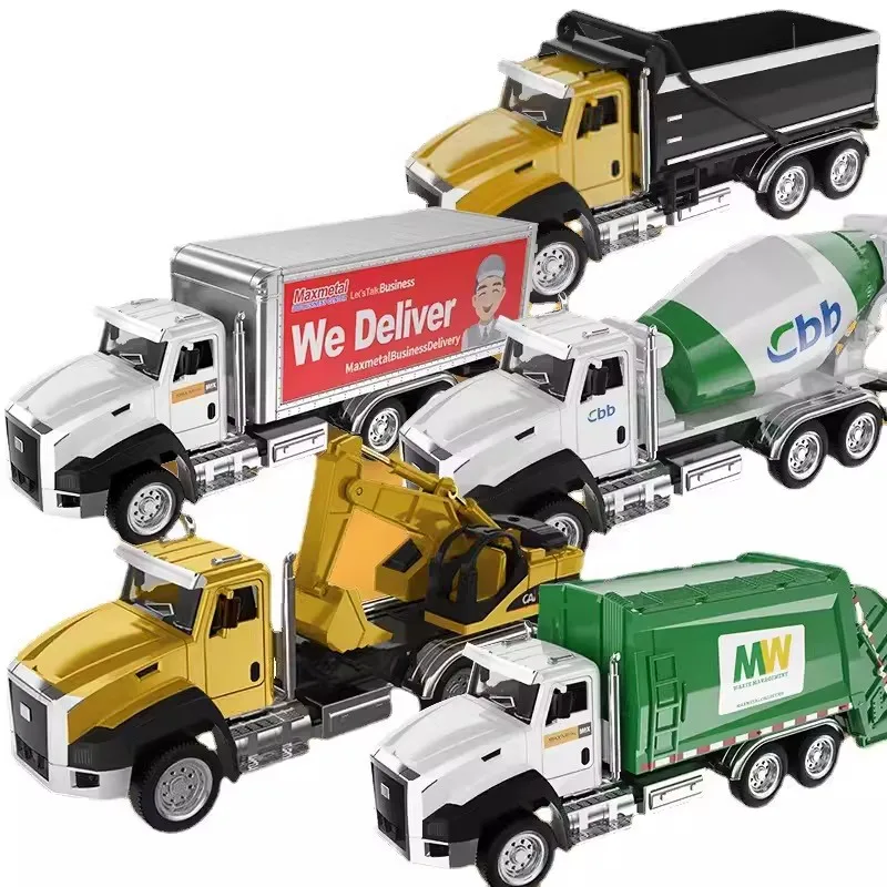 3 Pack of Diecast Engineering Construction Vehicles Dump Digger Mixer Truck 1/50 Scale Metal Model Cars Pull Back Car Kids Toys