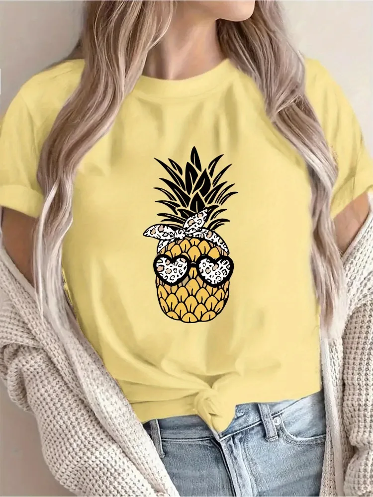 

Новое поступление, рекомендация: женская футболка с тропическим принтом ананаса, повседневная универсальная рубашка с короткими рукавами и круглым вырезом для отпуска