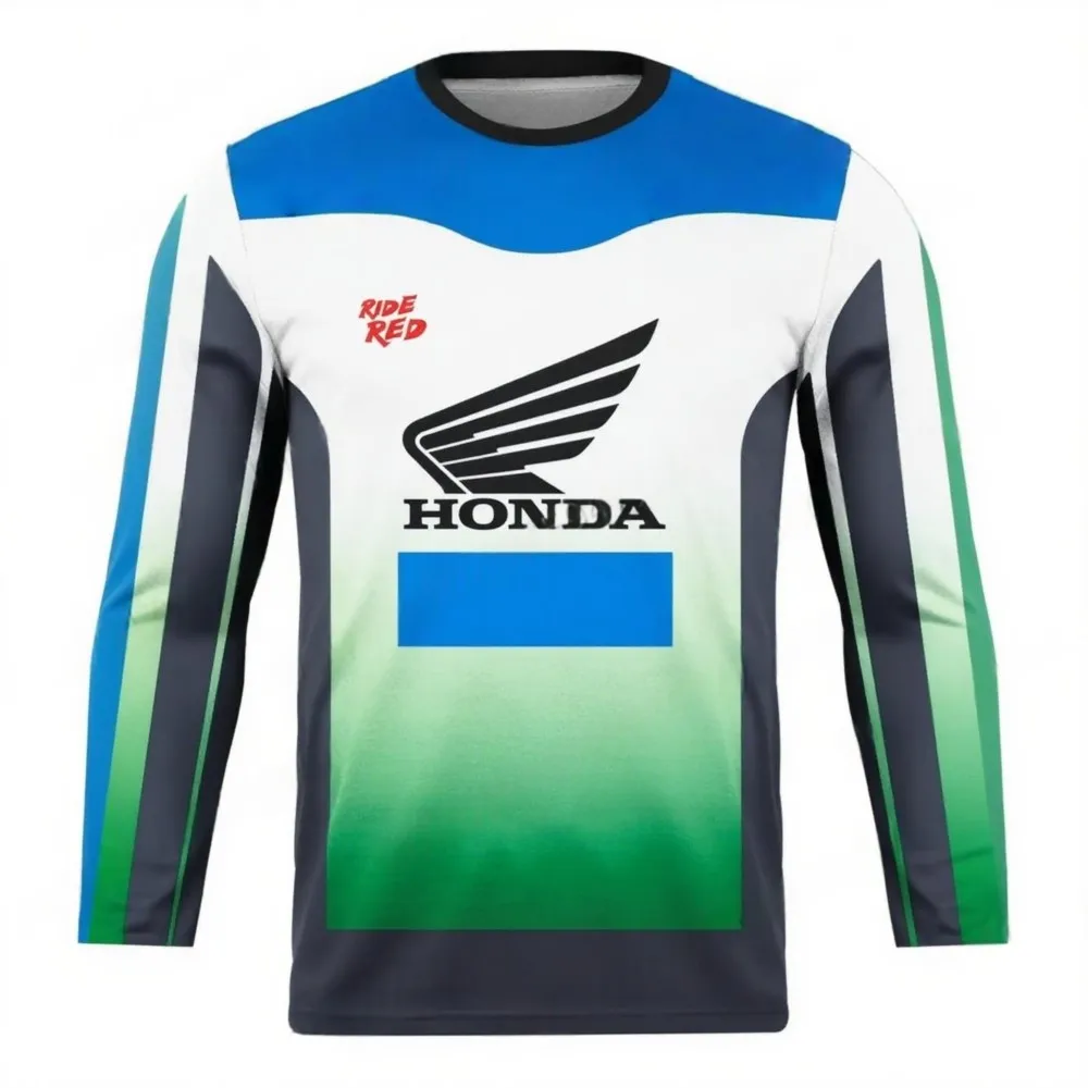 ثلاثية الأبعاد الطباعة Motociclista السائق Deportiva هوندا التجفيف السريع بأكمام طويلة هوندا ركوب قمم تي شيرت للرجال والنساء