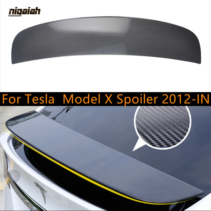 Carbon Fiber Rear Trunk Spoiler Trunk Boot Glossy 4 Door Sedan Rear Wings For Tesla  Model X 2012 2013 2014 2015 2016 2017 - UP