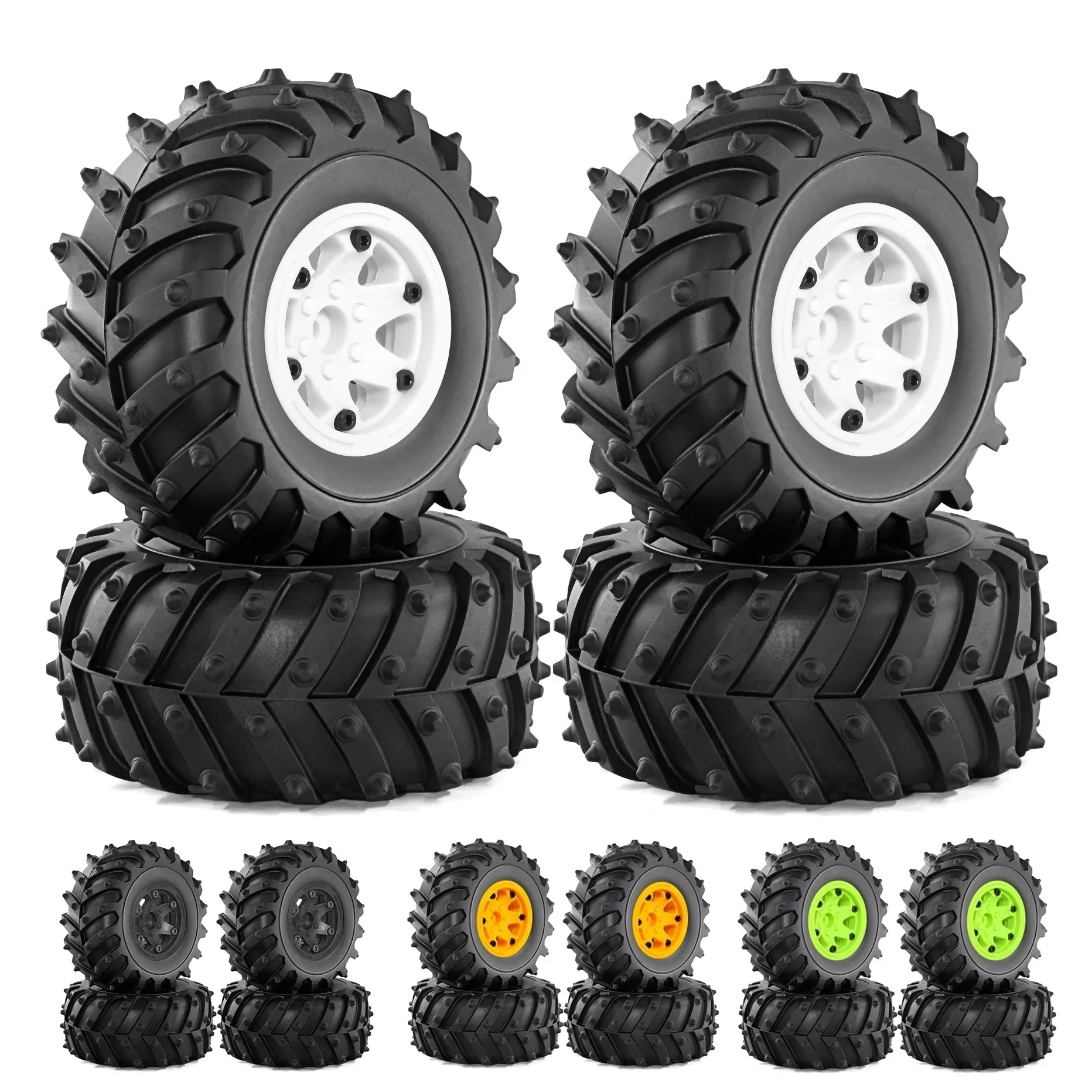 4pcs 12mm Hex 1/10 Wheel 128mm Monster Truck Buggy Tires for SCX10 Traxxas HIMOTO HSP HPI Tamiya Kyosho Upgrade Parts