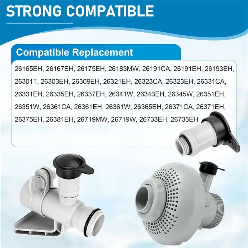 NALFI-3X 12363 12373 Air Jet Valve & Air Jet Valve Cap Fit For Above Ground Pool Inlet Compatible With 26165EH, 26167EH