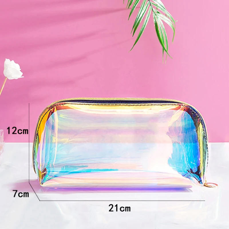 Sac à Cosmétiques Transparent en PVC pour Femme, Rangement de Maquillage, Trousse de Toilette Portable de Voyage, Sac à Main Multifonction, Poudres