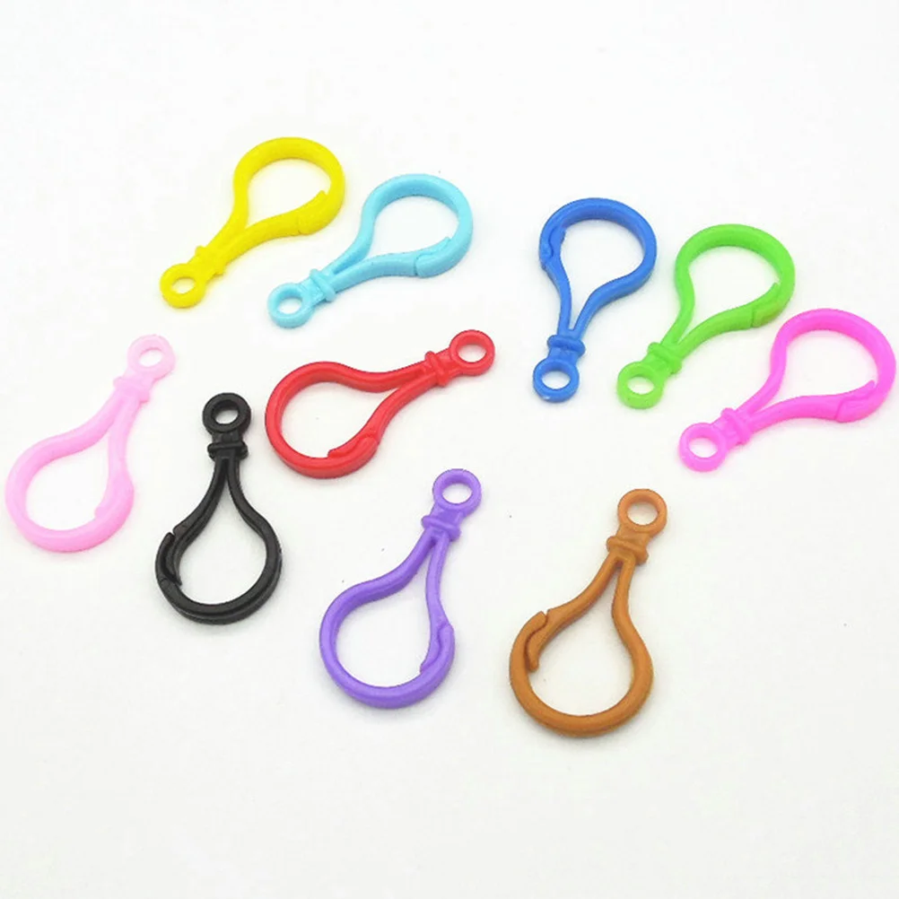 100PCS Candy Color Acrylic Clasps Hook Bulb Buckle Clips Keyring Buckle Accessories for Backpack Pendant DIY Handwork (Random Co