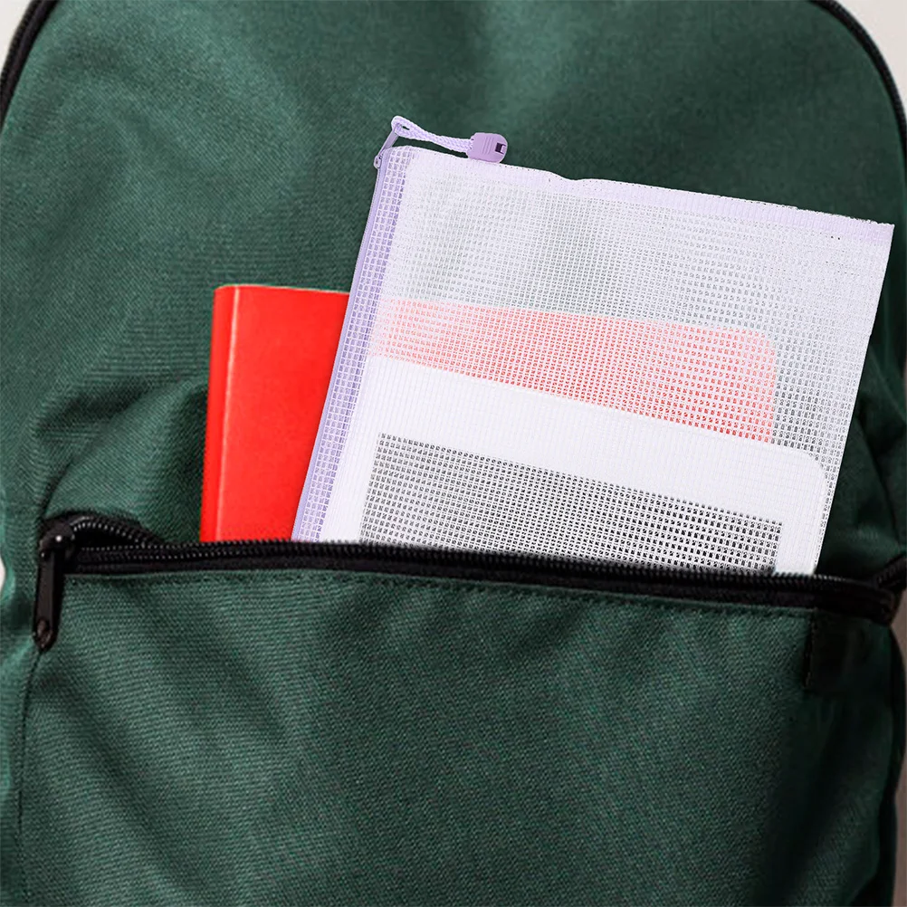 5 Pcs Information Bag Pouch Student Mesh Pouches with Zipper Testing Paper File