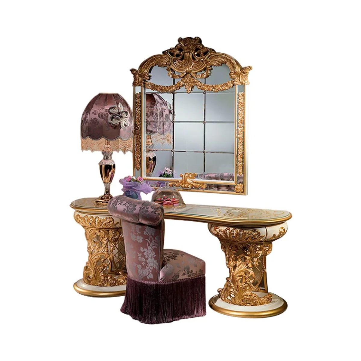 French luxury solid wood dressing table European handmade carved dressing table villa furniture customization