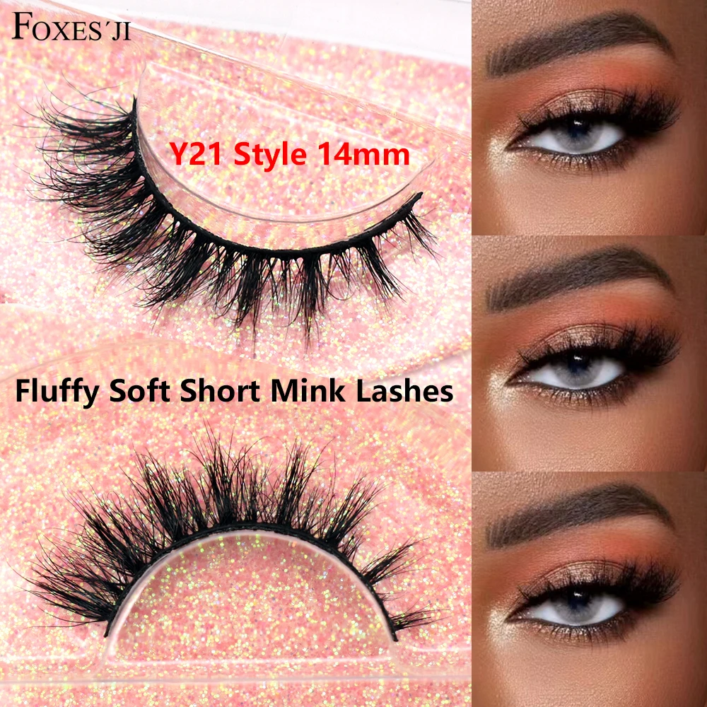 

FOXESJI Real Mink Fluffy Short Eye Lashes Extension Wispy Soft Natural Short False Eyelashes Daily wear Full Strip Lashes Makeup