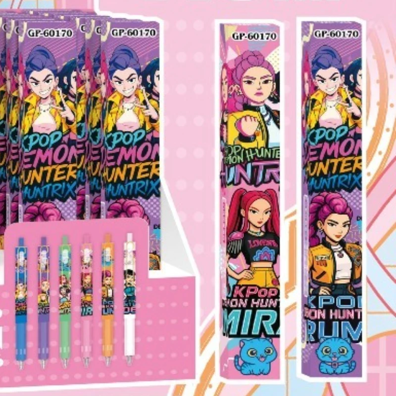 Nuovo KPop Demon Hunters Zoey Rumi Abby Saja Anime merce bidimensionale Blind Box Push Pen Studente Esame Speciale Penna Neutra