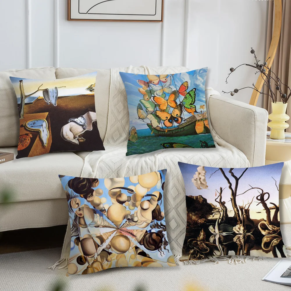 S-Salvador Dali Pop Art Pillow Case Square Cushion Room Bedroom Headboard Sofa Living Backrest Car Accessories Nap Time