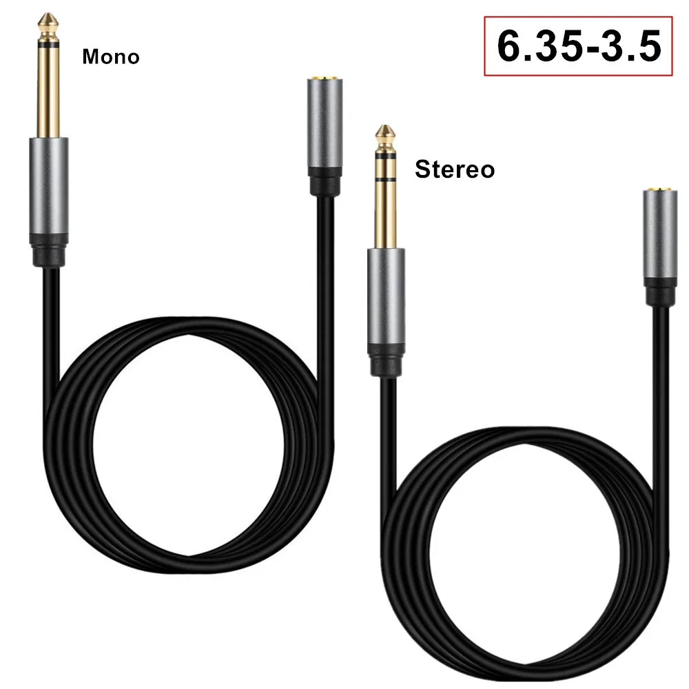 1/4 to 3.5mm Headphone Adapter TRS 6.35mm 1/4 Male to 3.5mm 1/8 Female Stereo Jack Audio Adapter Cable。