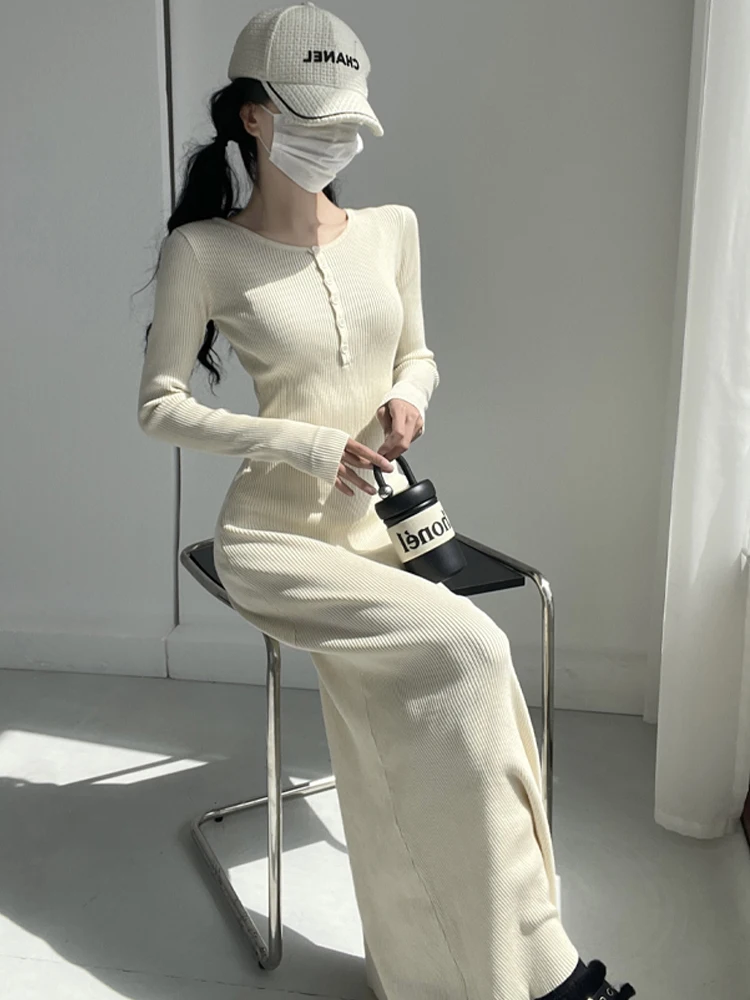 

Pure Desire Sexy Slim Fit Long Sve Knitted Wrap Body Dr Henry Long Dr Tight Base Layer Single Piece Women's Dr