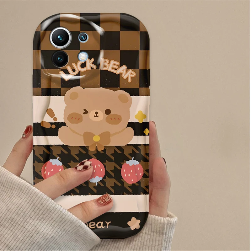 جميل القهوة الدب قضية الهاتف ل Xiaomi POCO X7 X6 X5 X3 NFC F7 الترا F6 F5 برو F4 F3 GT M5S C65 C75 M3 M4 M5S M6 M7 برو 4G 5G