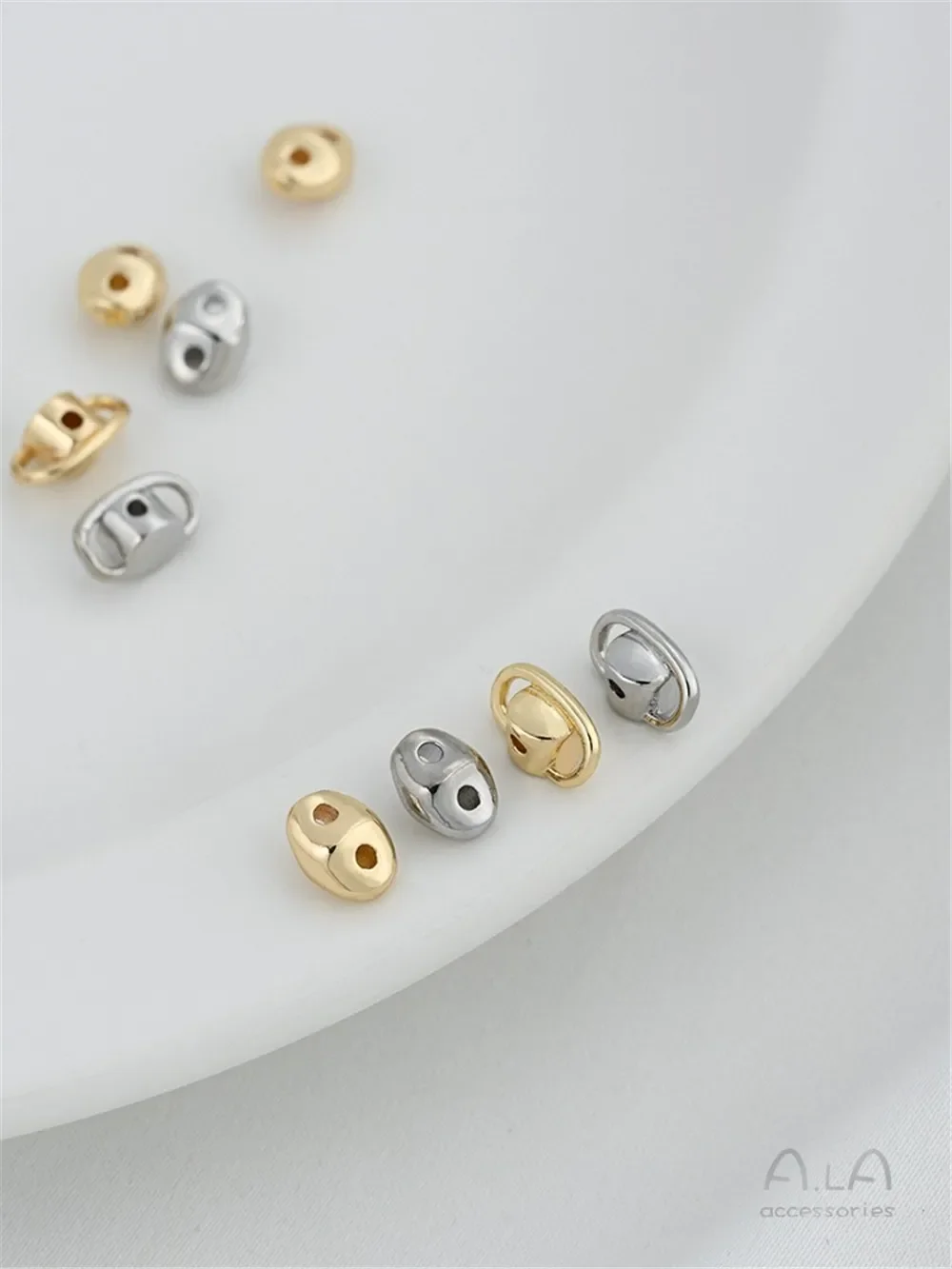 

14K Gold-Color Planet Beads Pig Nose Double Hole Double Row Spacer DIY Pearl Bracelet Jewelry with Bead Material K006