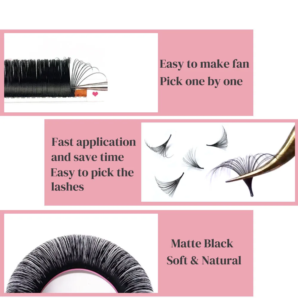 JYJLASHES-Easy Fan Lashes, Cashmere Matte, Fast Blooming Cílios Extensão, Self-Making Fans, Rússia Volume, C, D Curl