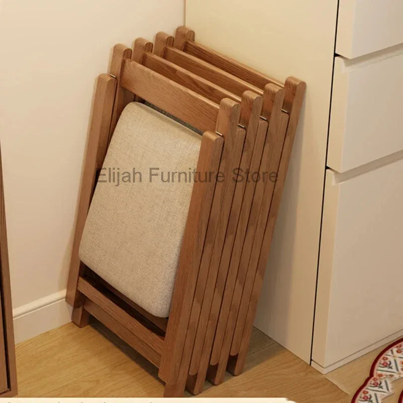 Solid Wood Folding Home Dining Chair Office Chair Portable Folding Backrest Chair Kitchen Furniture