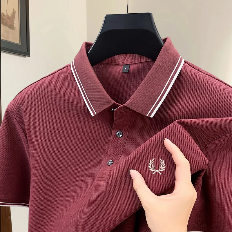 100% pure cotton high-end brand summer designer original exquisite embroidered polo shirt men's comfortable casual short sleeve image 5