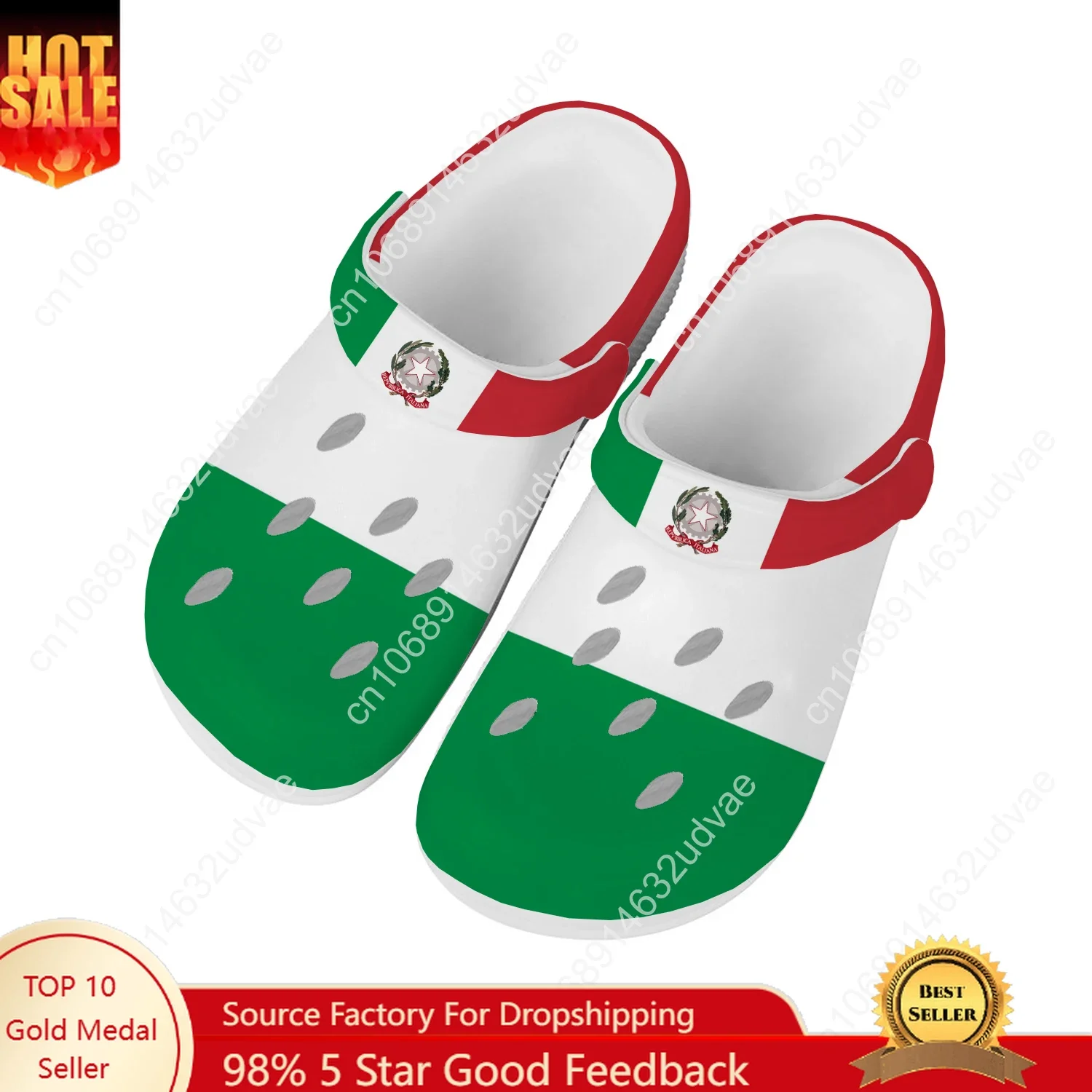

Italy National Flag Water Shoes Men Women Comfortable Home Garden Clogs Customizd Sandals Beach Breathable Hole Slippers