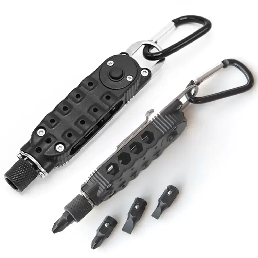 Multifunctional Mini Screwdriver with led light Outdoor EDC Keychain Shape Screwdrivers Bottle Opener Portable Steel Repair Tool