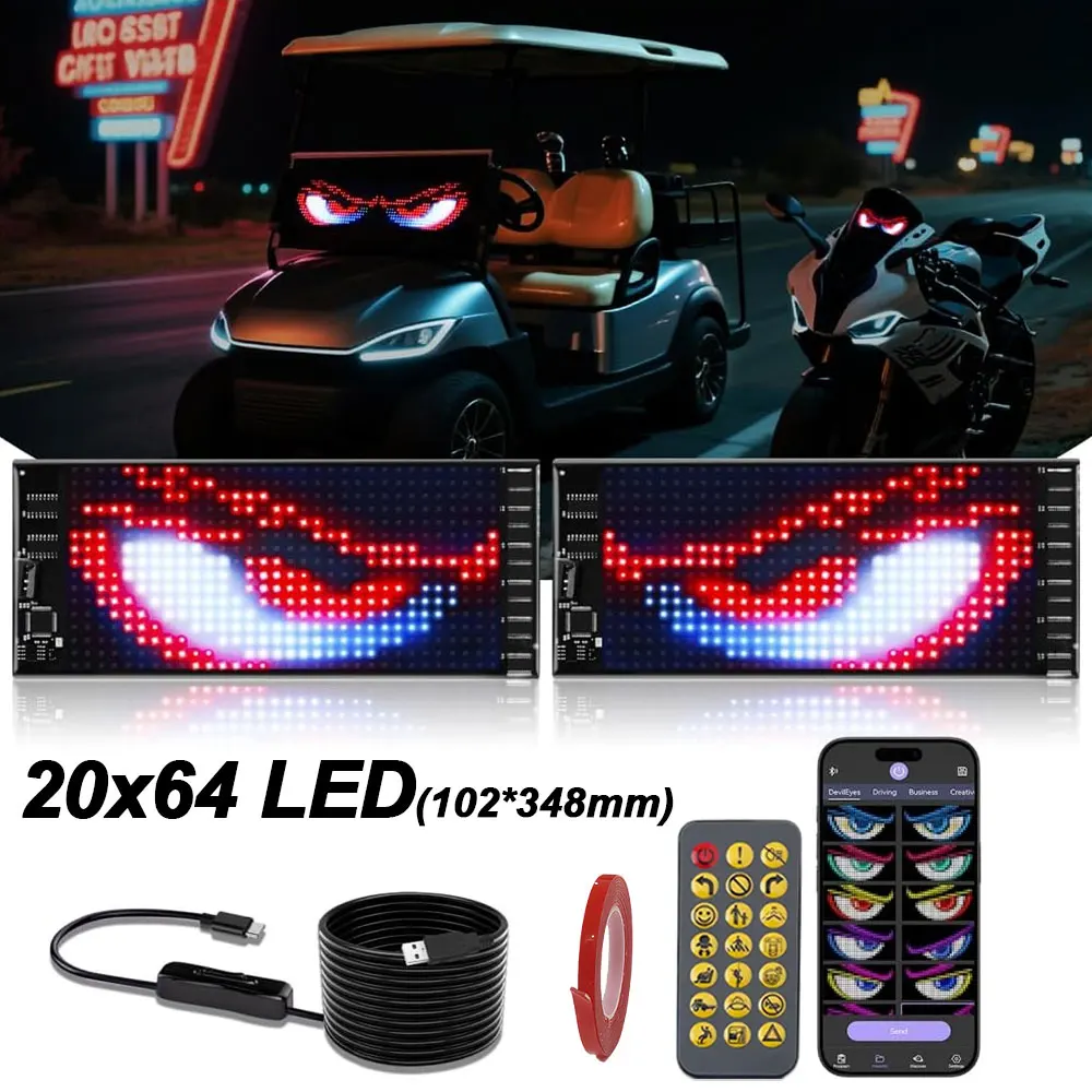 LED Matrix Pixel Panel, Scrolling Bright Advertising LED Signs, Flexible USB 5V LED Car Sign Bluetooth App Control