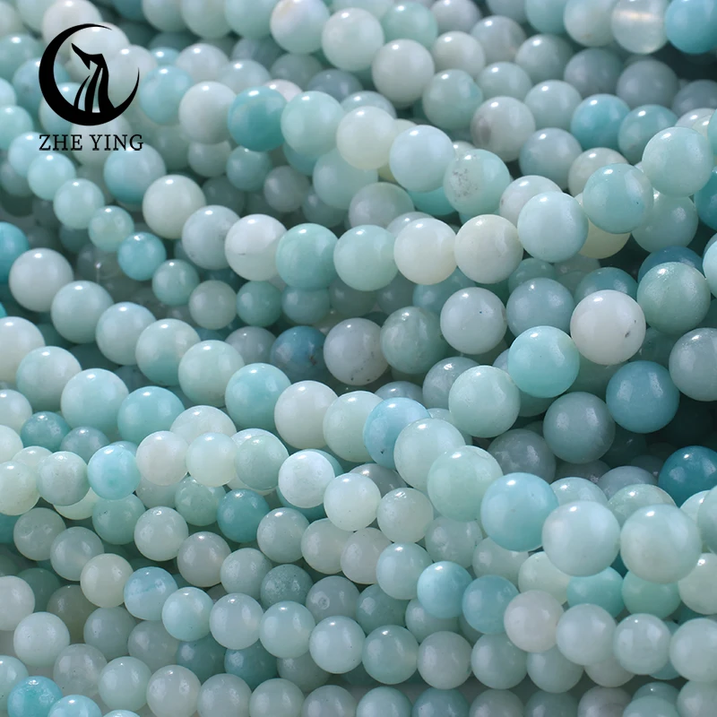 Zhe Ying Natural Amazonite Gemstone Beads 6 8mm Round Cheap Loose Stone Beads for Bracelet Making DIY Accessories