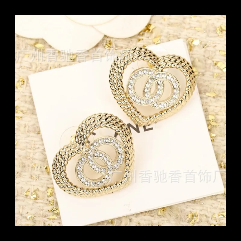 جديد تصميم جوفاء الحب الخوخ القلب أقراط تنوعا مزدوجة الماس تويست نمط الموضة #4