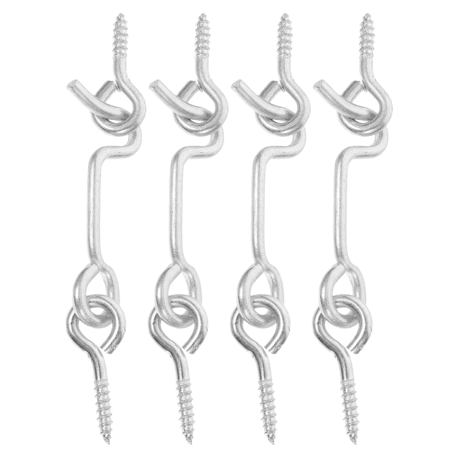 4Sets Door Hook Lock Premium Carbon Steel Cabin Hook Eye Latch for Fixing Doors Windows Safety Screen Door Latch