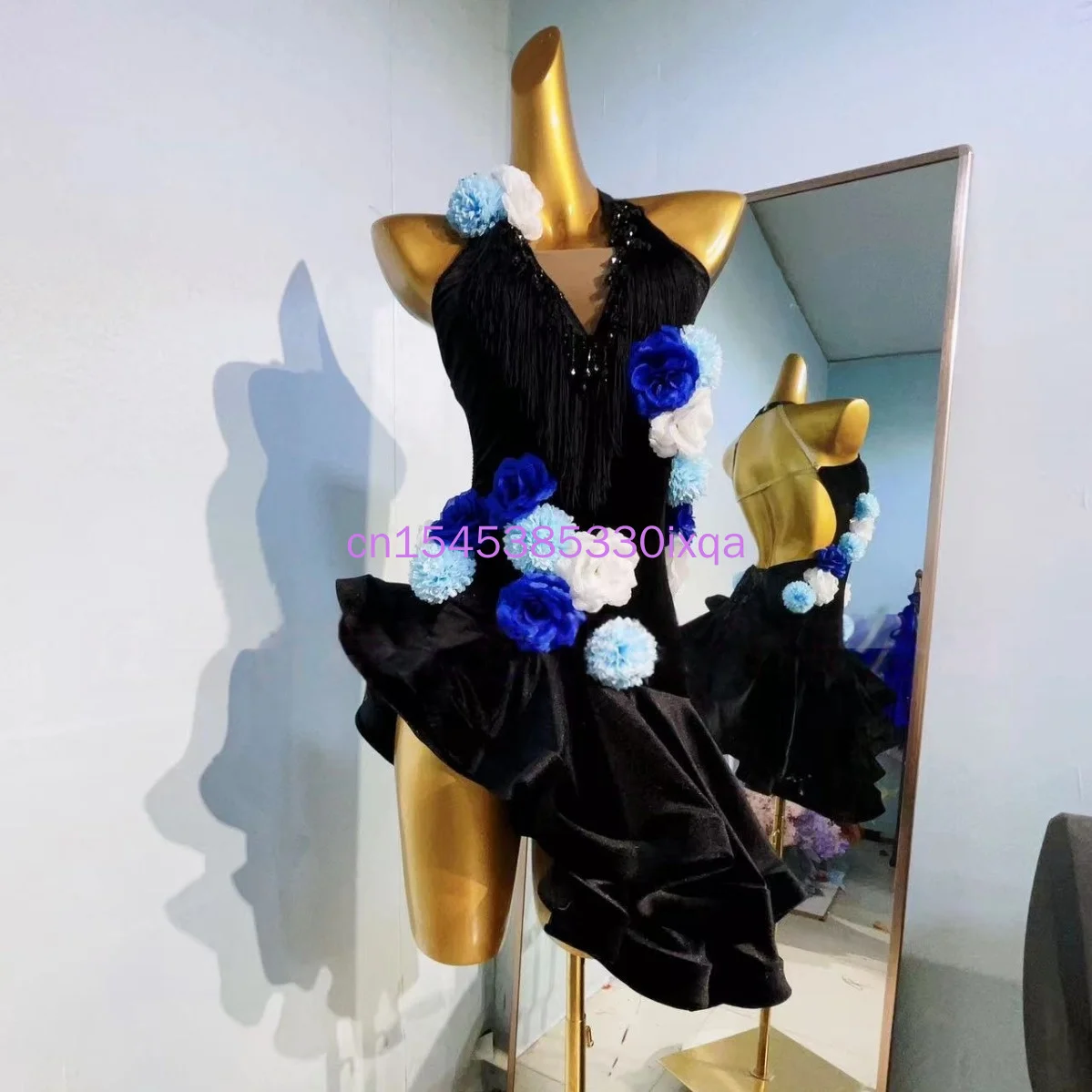 Latin Dance Skirt Sleeveless Fishtail Skirt Women Customsized Rumba Chacha Tango Competiton Professional Child Latin Dresses