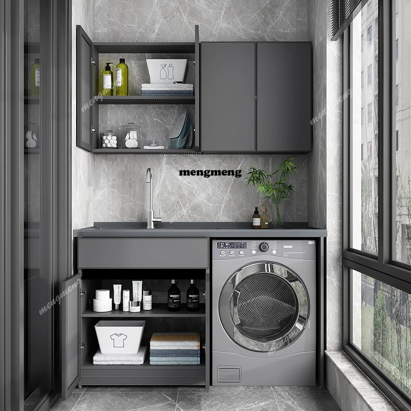 

Space Aluminum Laundry Cabinet Integrated Washing Wardrobe Companion Living Room Cabinets Pool Platform Furniture Lavabi