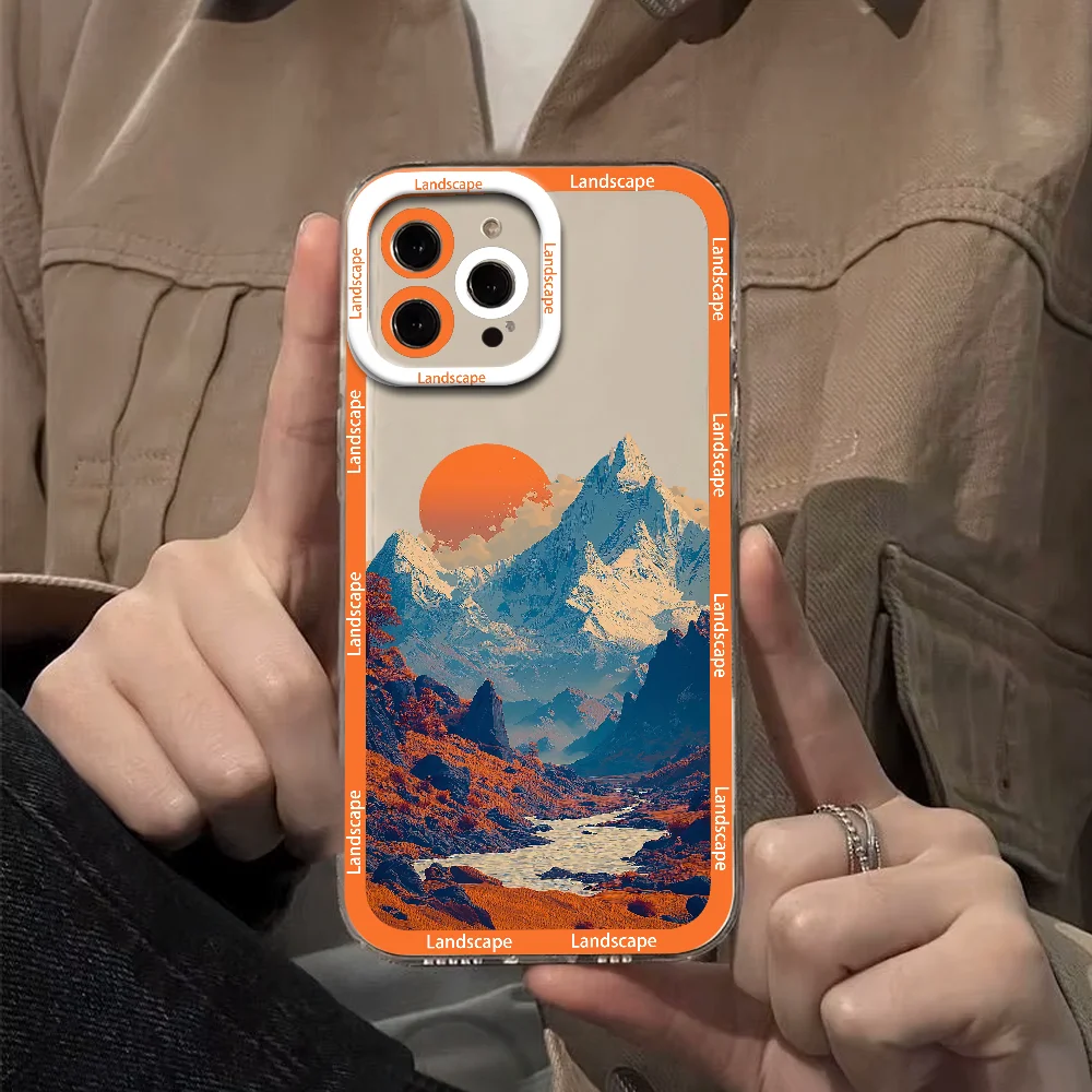 Чехол для телефона с пейзажем японского аниме для Samsung Galaxy S25 Ultra S24 FE S23 S22 Plus, прозрачный противоударный мягкий бампер