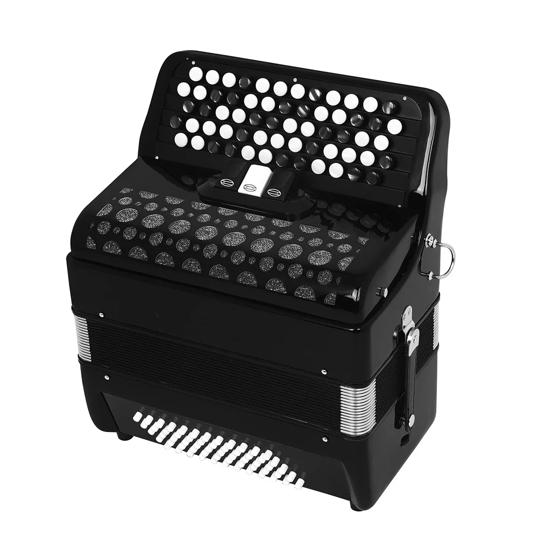 

62 keys, 60 bass accordion, 3 keyboards, diacritical keys, professional Bayan accordion, performance grade test instrument
