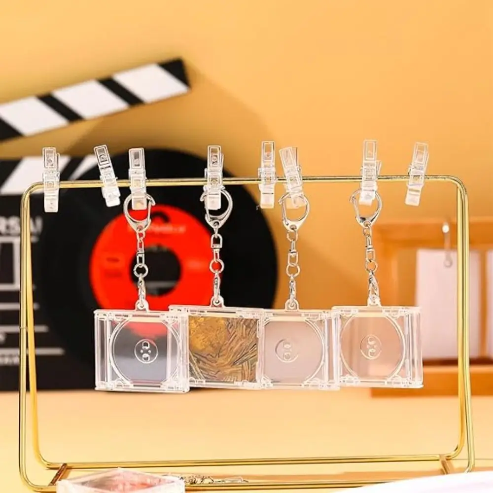 5pcs Creative Acrylic Mini CD Holder NFC Multi-Functional Keychain Album Case Personalized Universal DVD Jewel Keyring Gift
