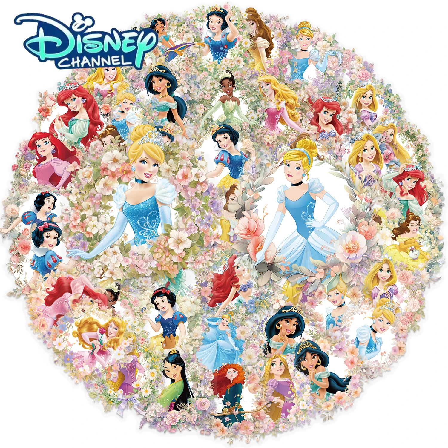 50 قطعة من ملصقات ديزني للأميرة 4 دفتر مذكرات للأمتعة ولوح التزلج وملصقات كرتونية ممتعة لتزيين الهدايا الكلاسيكية #1