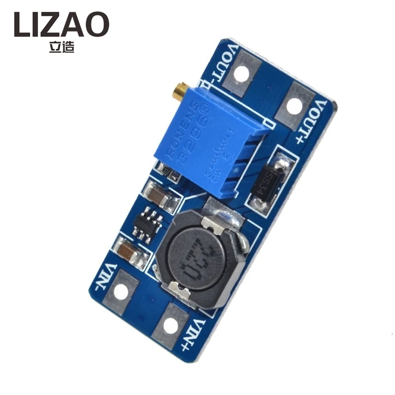 LIZAO 5PCS MT3608 Boost Module, DC-DC Step Up Converter Board 2A Max 28V Adjustable Voltage for Arduino