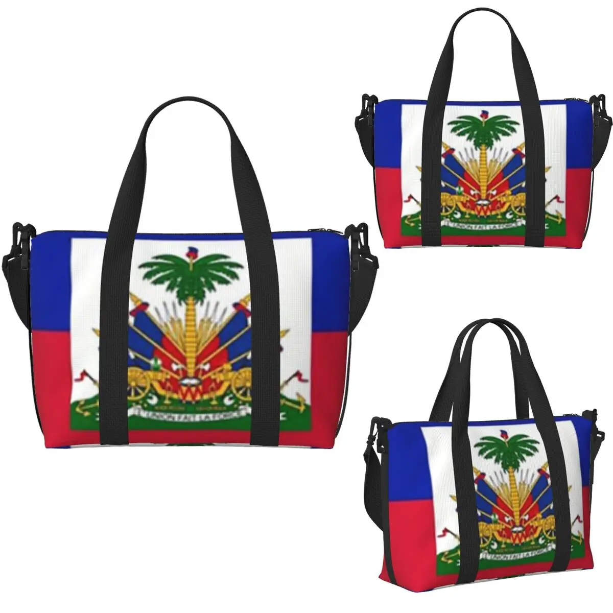 Flag Of Haiti Haitian Beach Travel Bag Large Capacity Tote Bags for Gym Yoga Women Shopping Duffle Shoulder Bag