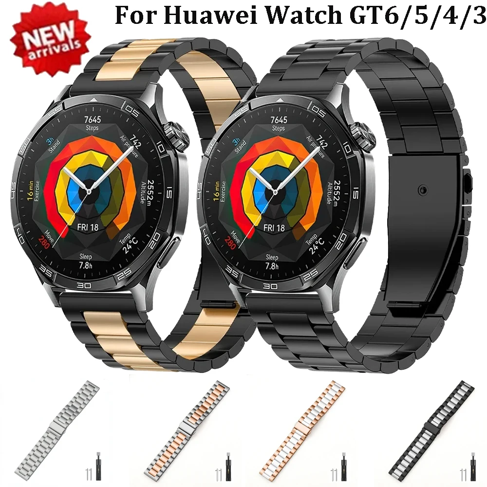 Bracelet en métal et acier inoxydable, 22mm, pour montre Huawei 5 GT6-5-4-3 Pro, bracelet réglable de 46mm, Amazfit T-Rex3 Pro 48mm/Helio Correa