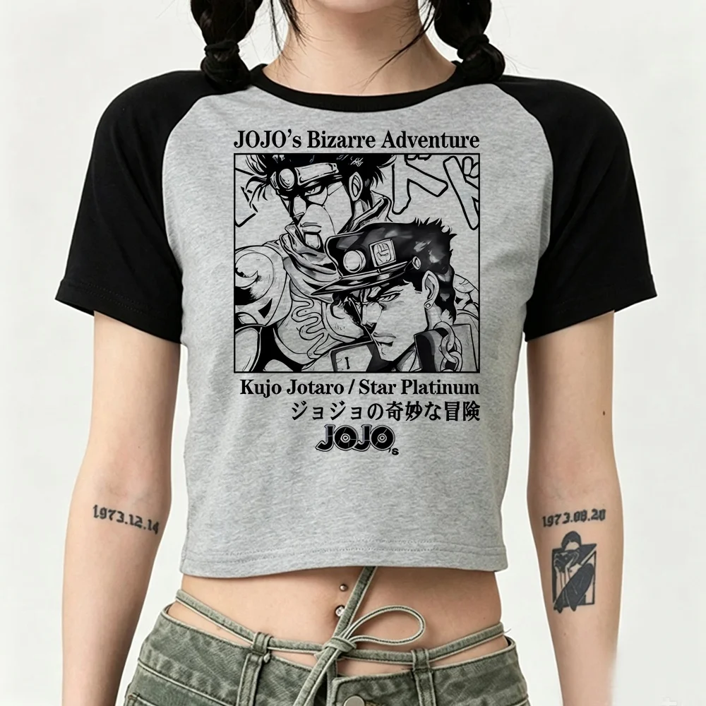 Jojo Bizarre Adventure crop top women streetwear jojifuku kawaii clearance sales 2000s tshirt vintage emo summer
