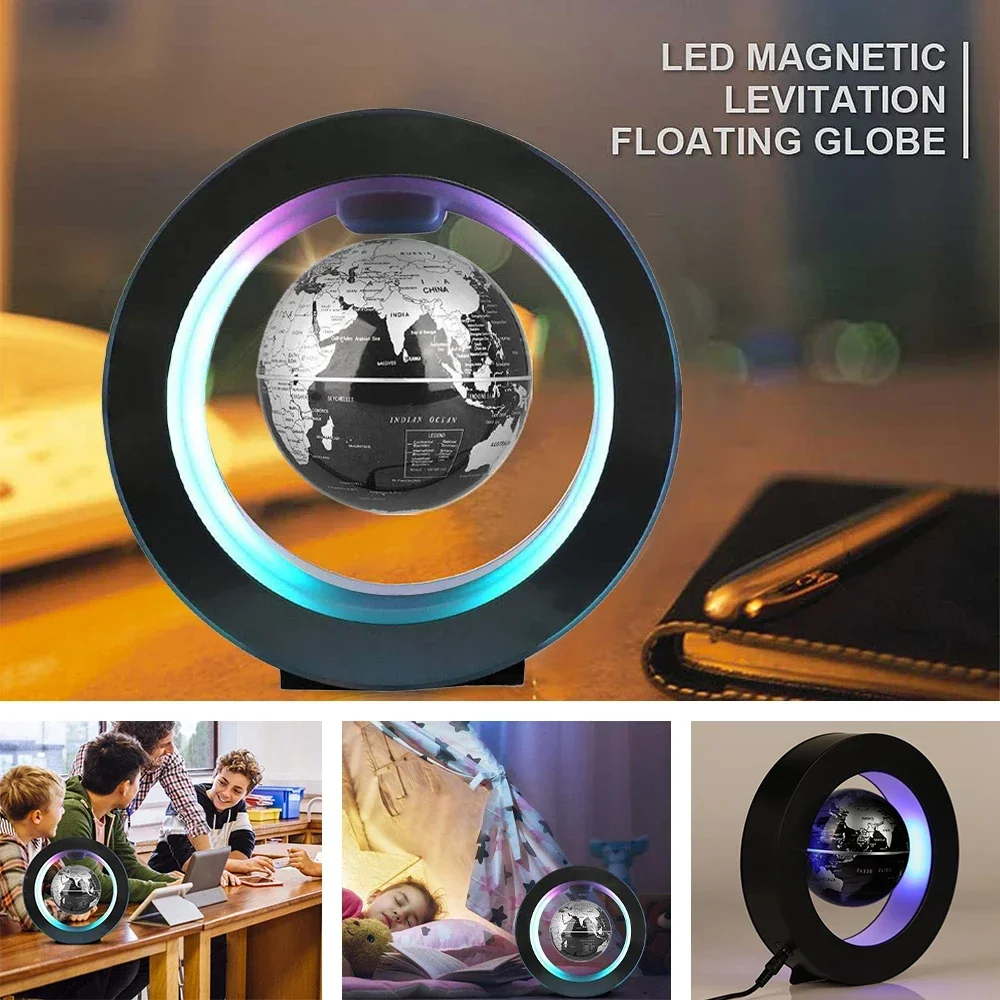 Multicolor Changing Magnetic Levitation Floating Globe, Floating Globe with LED Lights, Cool Gadgets Floating Globe Decor