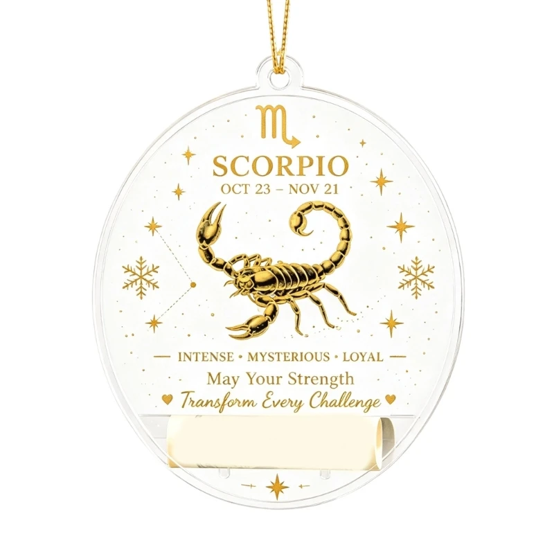 Acrylic Cash Display Plaque with Astrology Print, Lower Rolled Money Slot, and Hanging Cord for Seasonal Tree Display JOMD