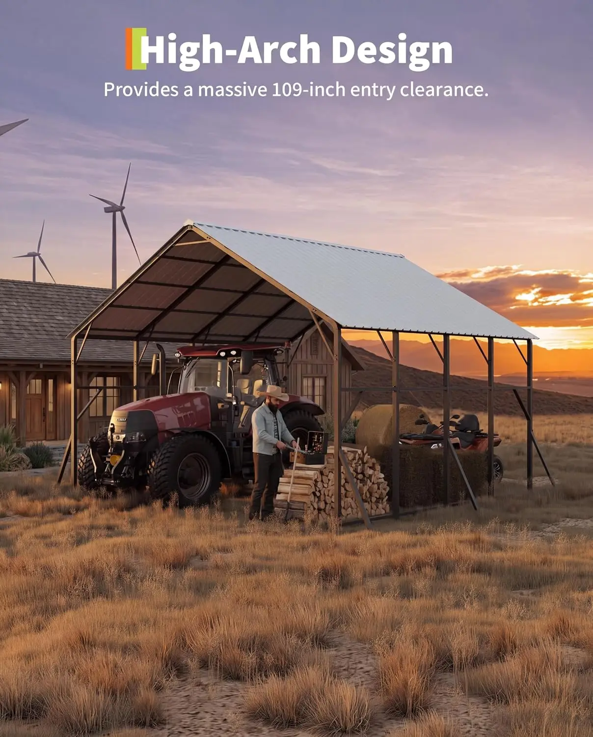 20x20x14 ft Metal Carport Kit Vertical Roof 2-Car Vehicle Shelter Outdoor Storage, Customized